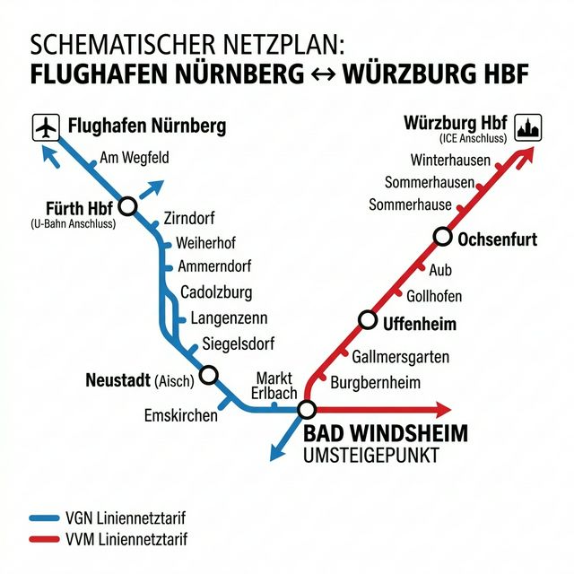 U-Bahn Netzplan Nürnberg – Bad Windsheim – Würzburg